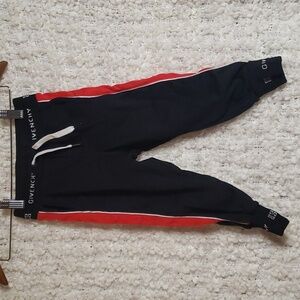 Givenchy kids black jogger pants with red stripe 4 toddler slim fit